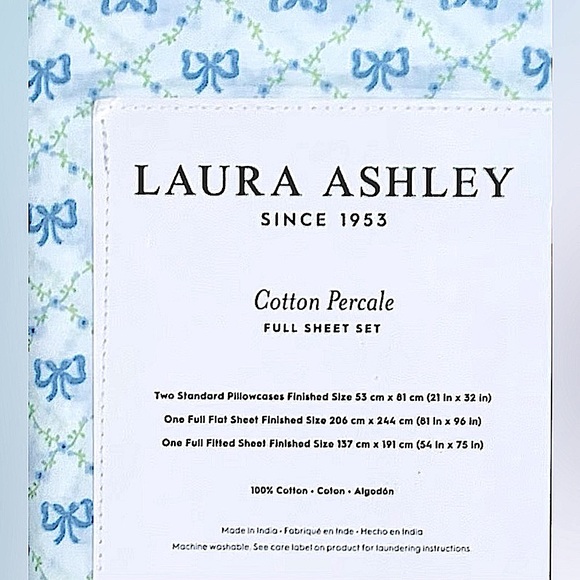 SALE - Laura Ashley Kate Blue Bows and Trellis Ribbons Sheet Set - Full - Picture 4 of 5